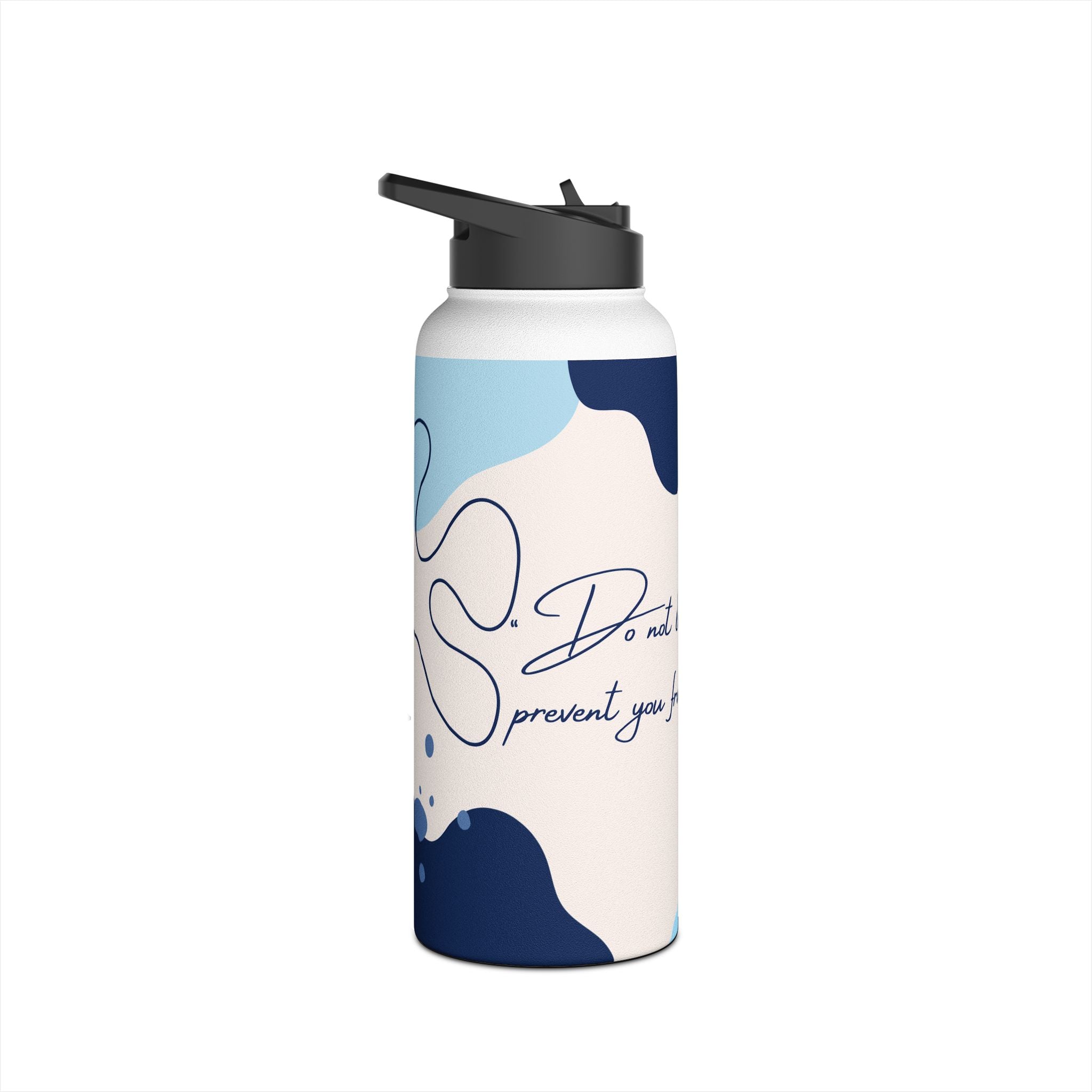 Abstract Blue Motivational Stainless Steel Water Bottle, Standard Lid