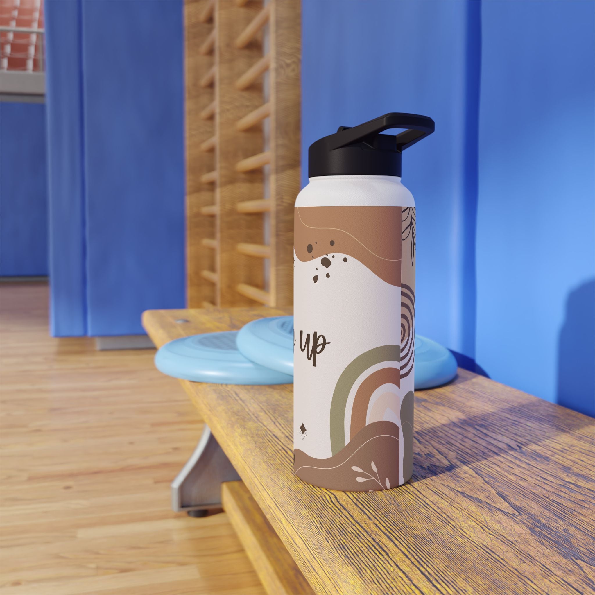 Abstract Brown Motivational Stainless Steel Water Bottle, Standard Lid