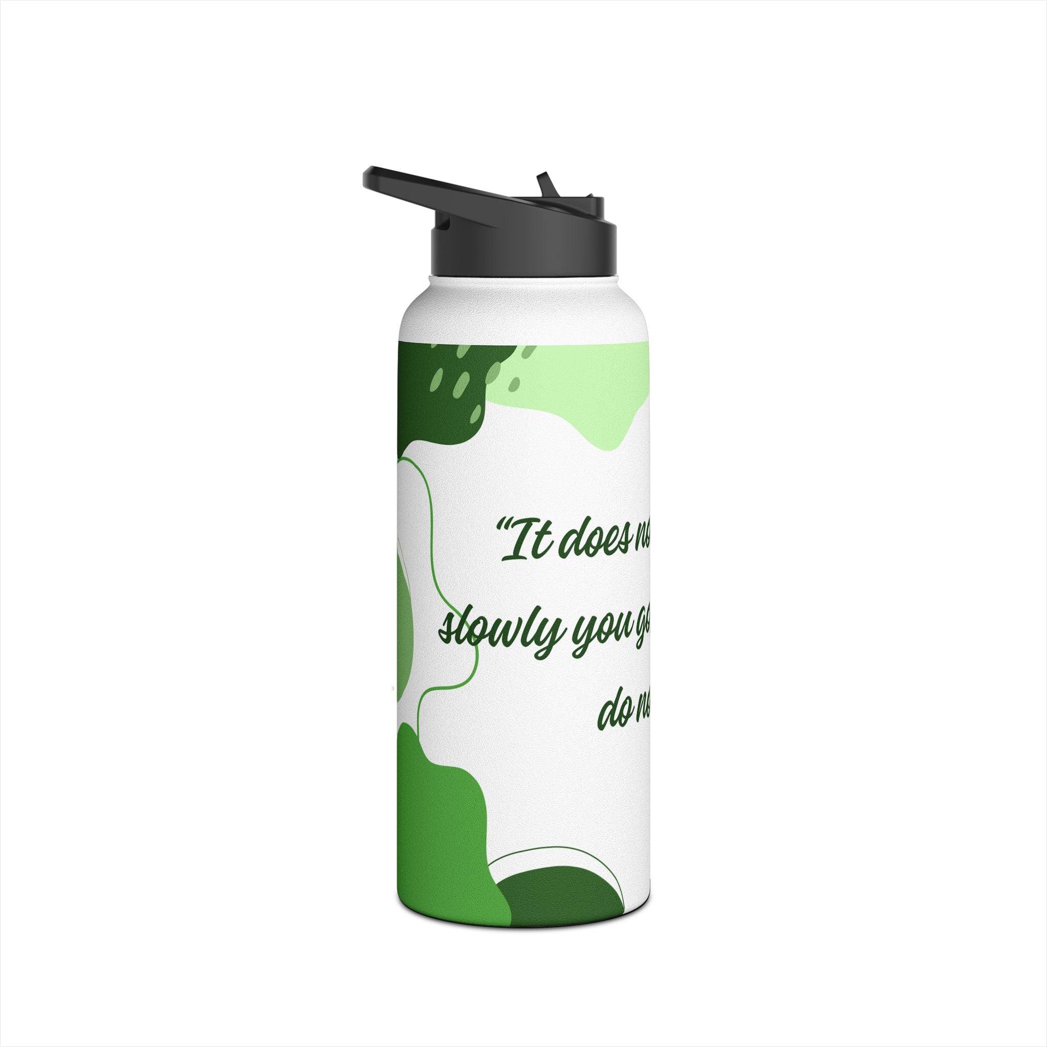 Abstract Green Motivational Stainless Steel Water Bottle, Standard Lid
