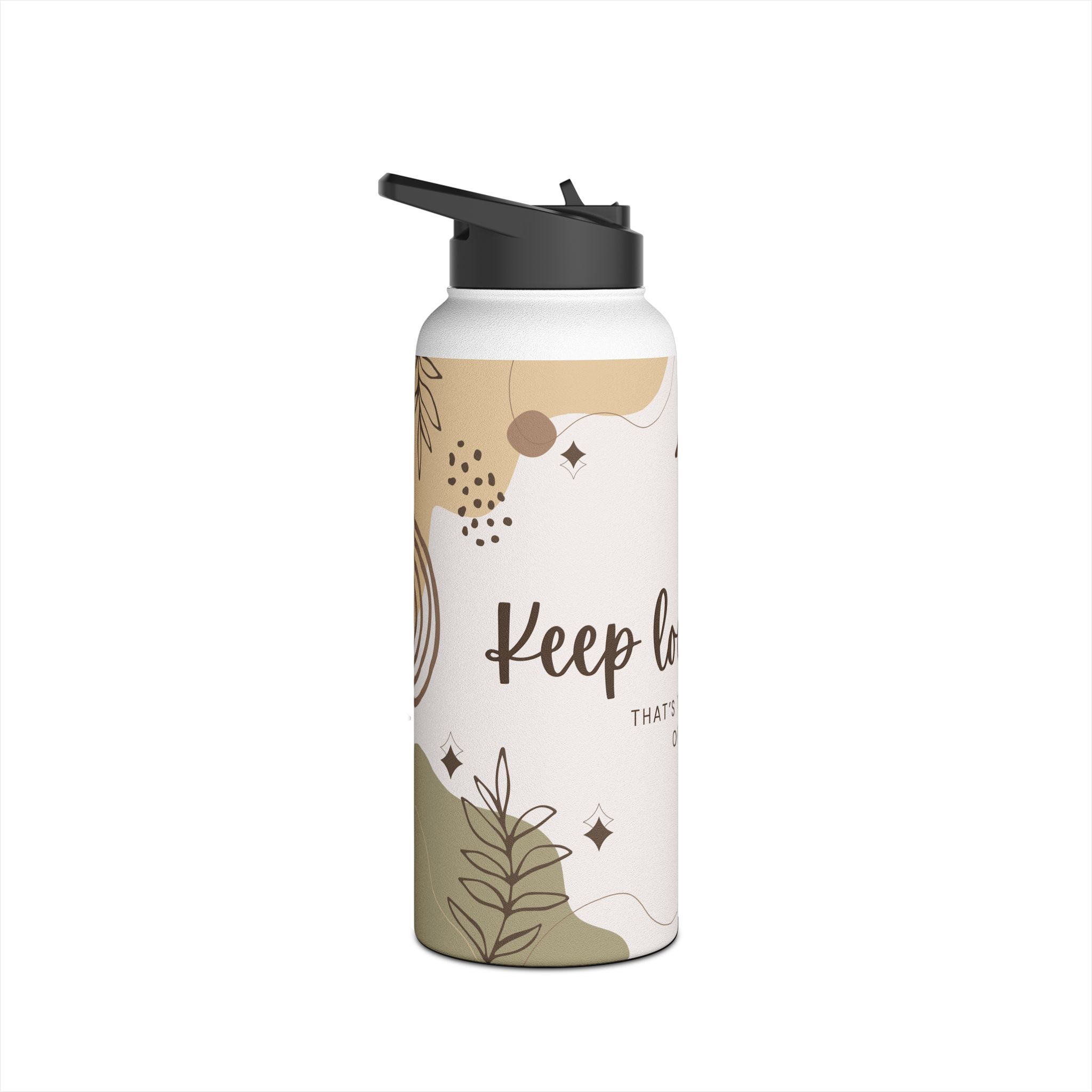 Abstract Brown Motivational Stainless Steel Water Bottle, Standard Lid