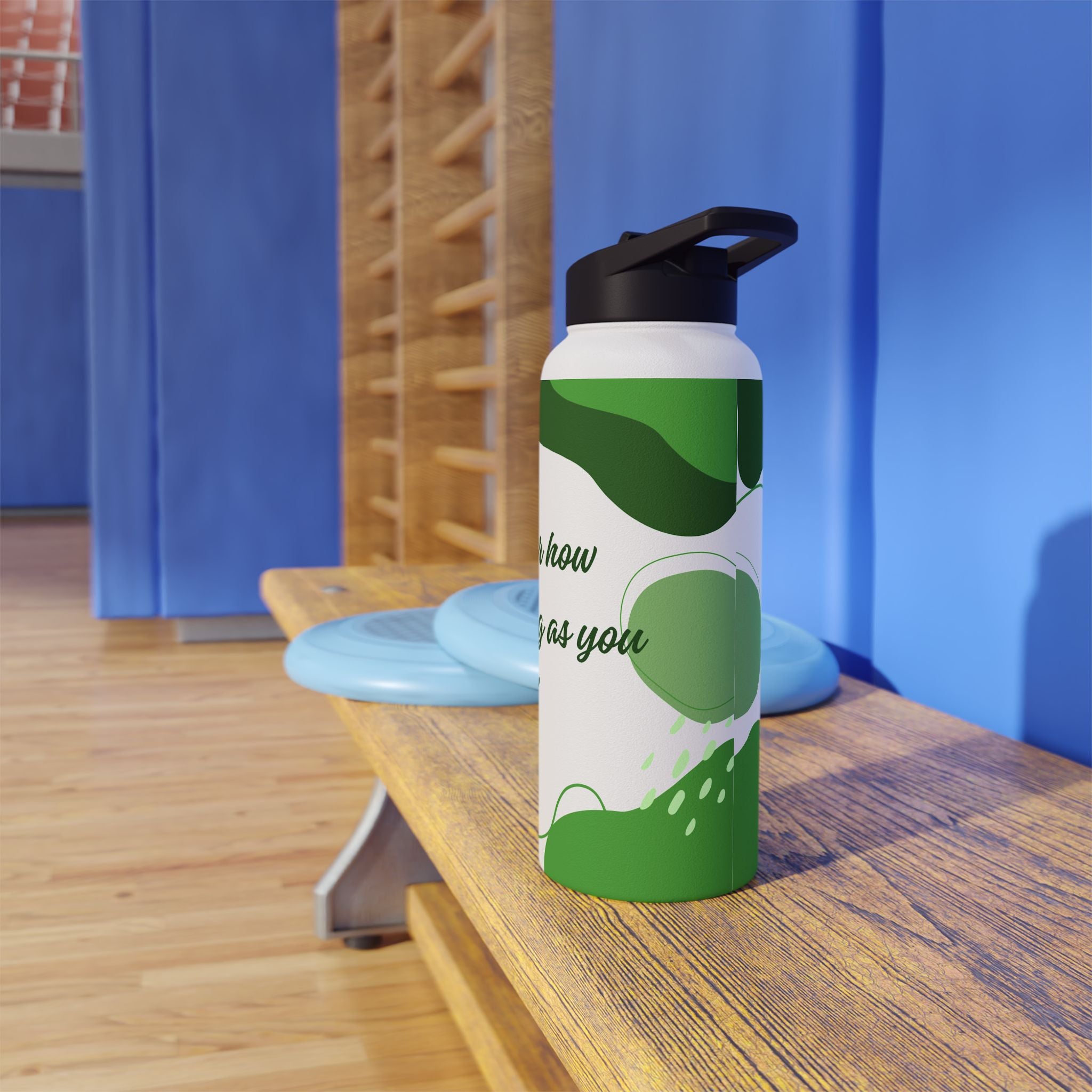 Abstract Green Motivational Stainless Steel Water Bottle, Standard Lid