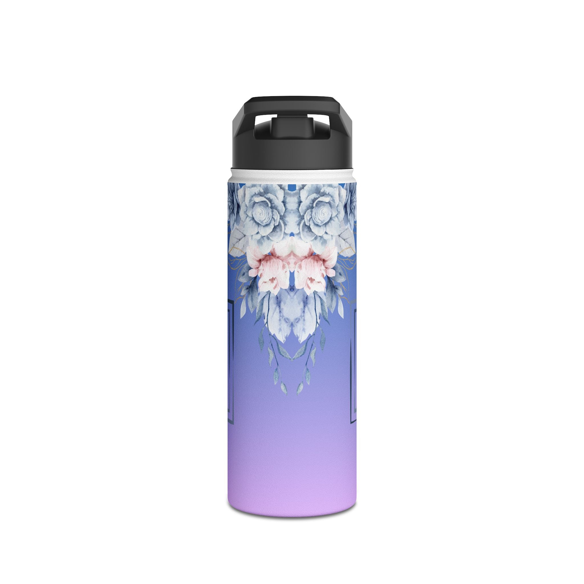 Blue Gradient Floral Water Bottle