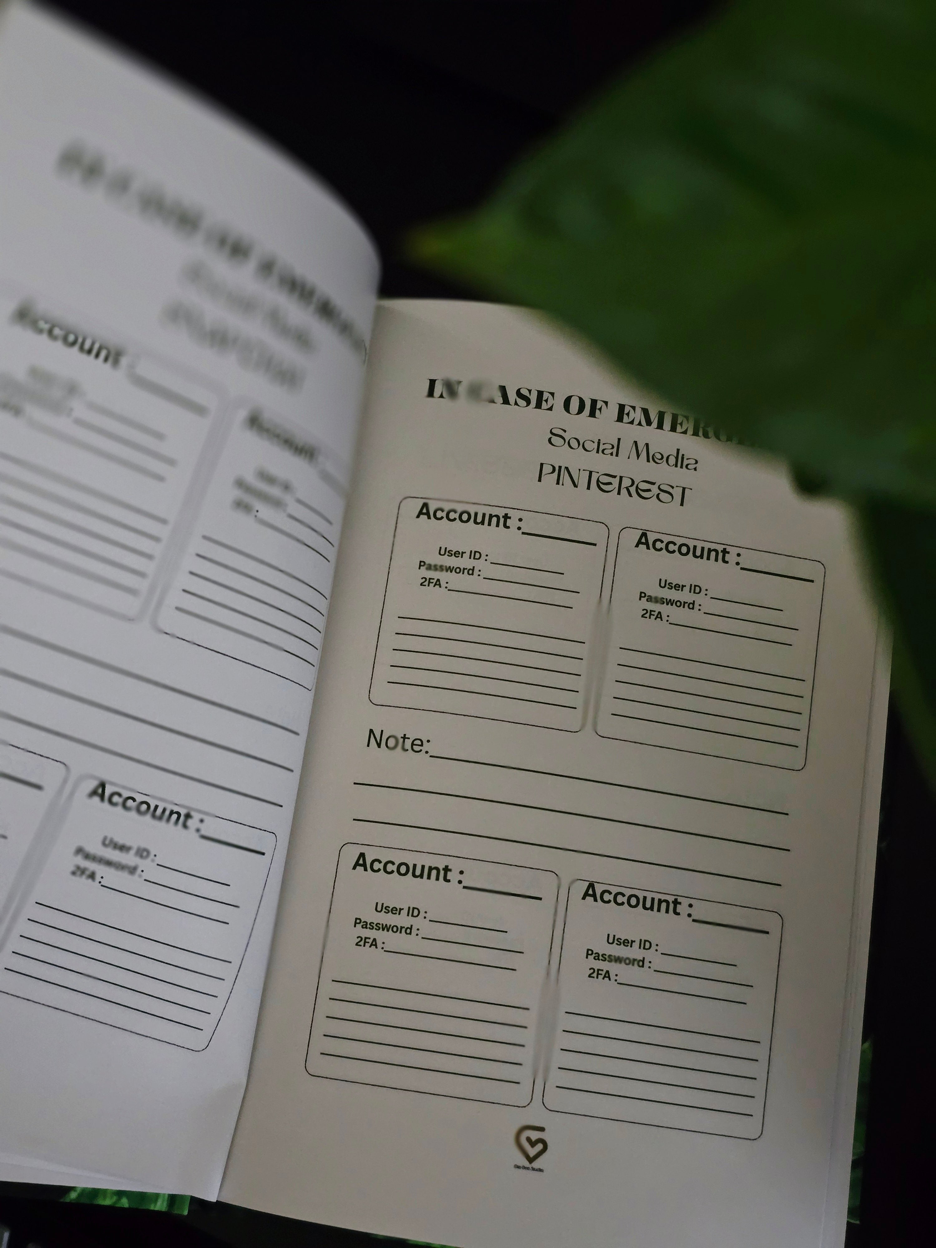 Botanical Secret Password & Digital Legacy Journal - Nature-Inspired Hard Cover Organizer