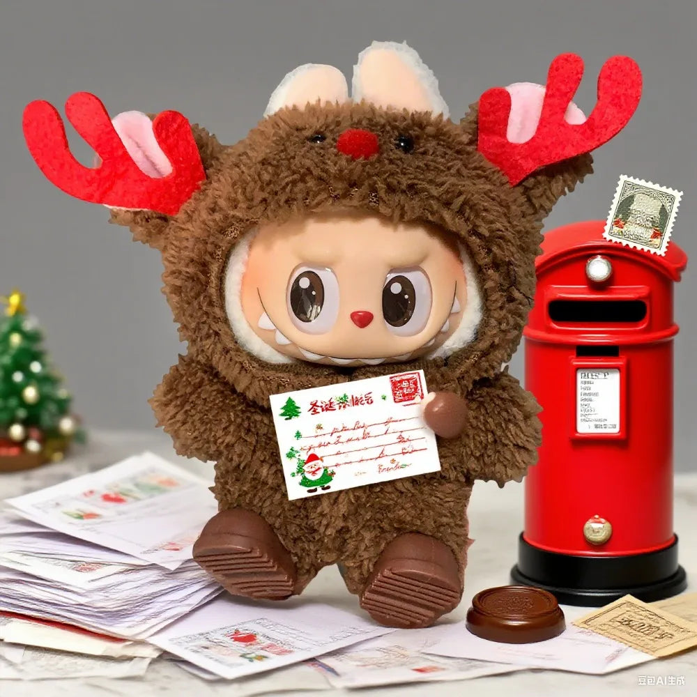 17cm Labubu I II Idol Dolls Clothes Bell Shawl Outfit Christmas Cape Snowman Deer Korea Kpop Exo Clothing Plush Doll'S Clothes