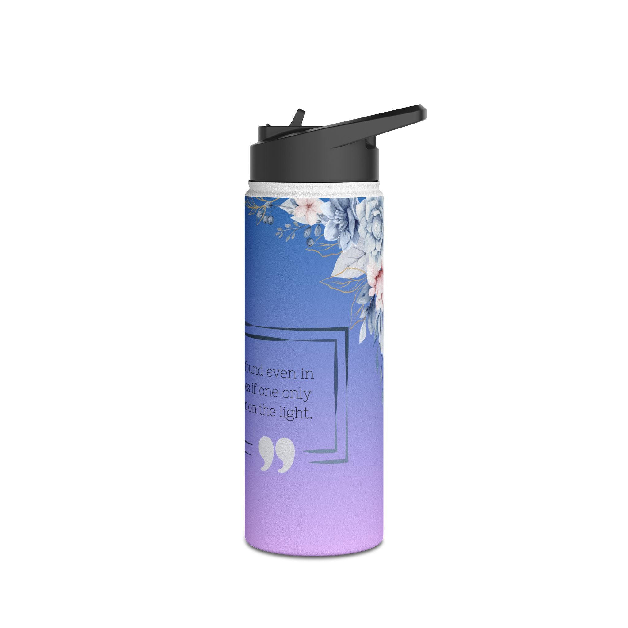Blue Gradient Floral Water Bottle