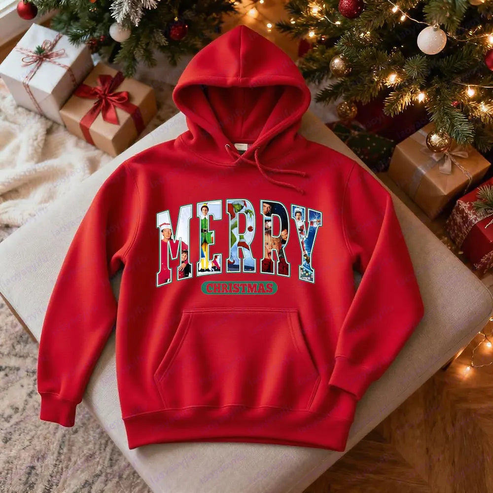 Vintage 90s Christmas Classic Movie Series Sweatshirt Retro Xmas Festival Costumes Family Matching Hoodies Men Women Casual Tops