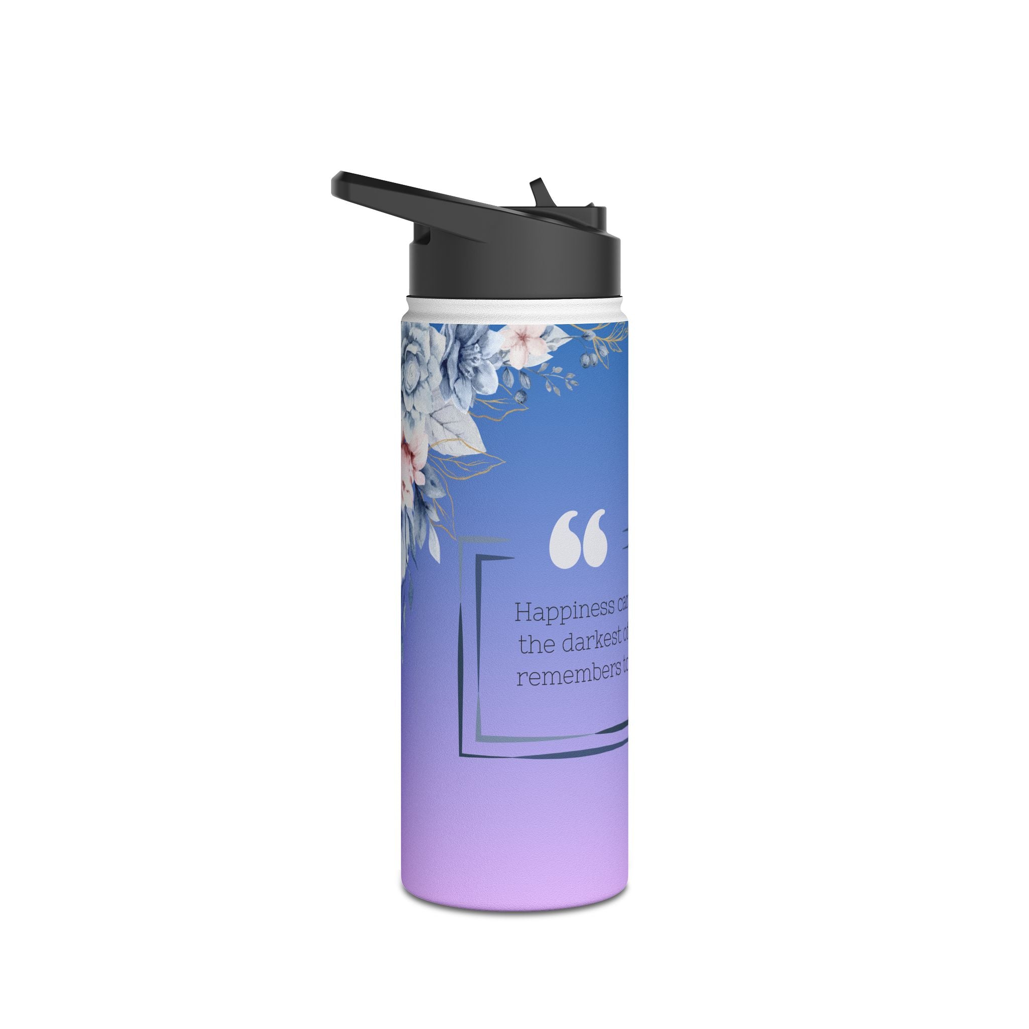 Blue Gradient Floral Water Bottle