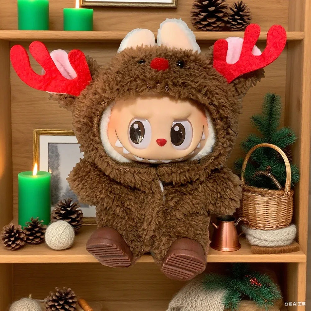 17cm Labubu I II Idol Dolls Clothes Bell Shawl Outfit Christmas Cape Snowman Deer Korea Kpop Exo Clothing Plush Doll'S Clothes