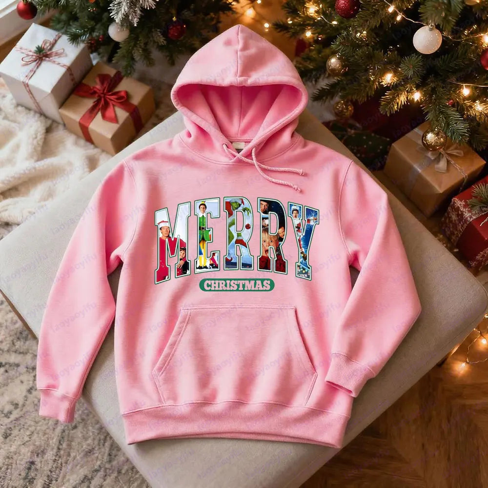 Vintage 90s Christmas Classic Movie Series Sweatshirt Retro Xmas Festival Costumes Family Matching Hoodies Men Women Casual Tops