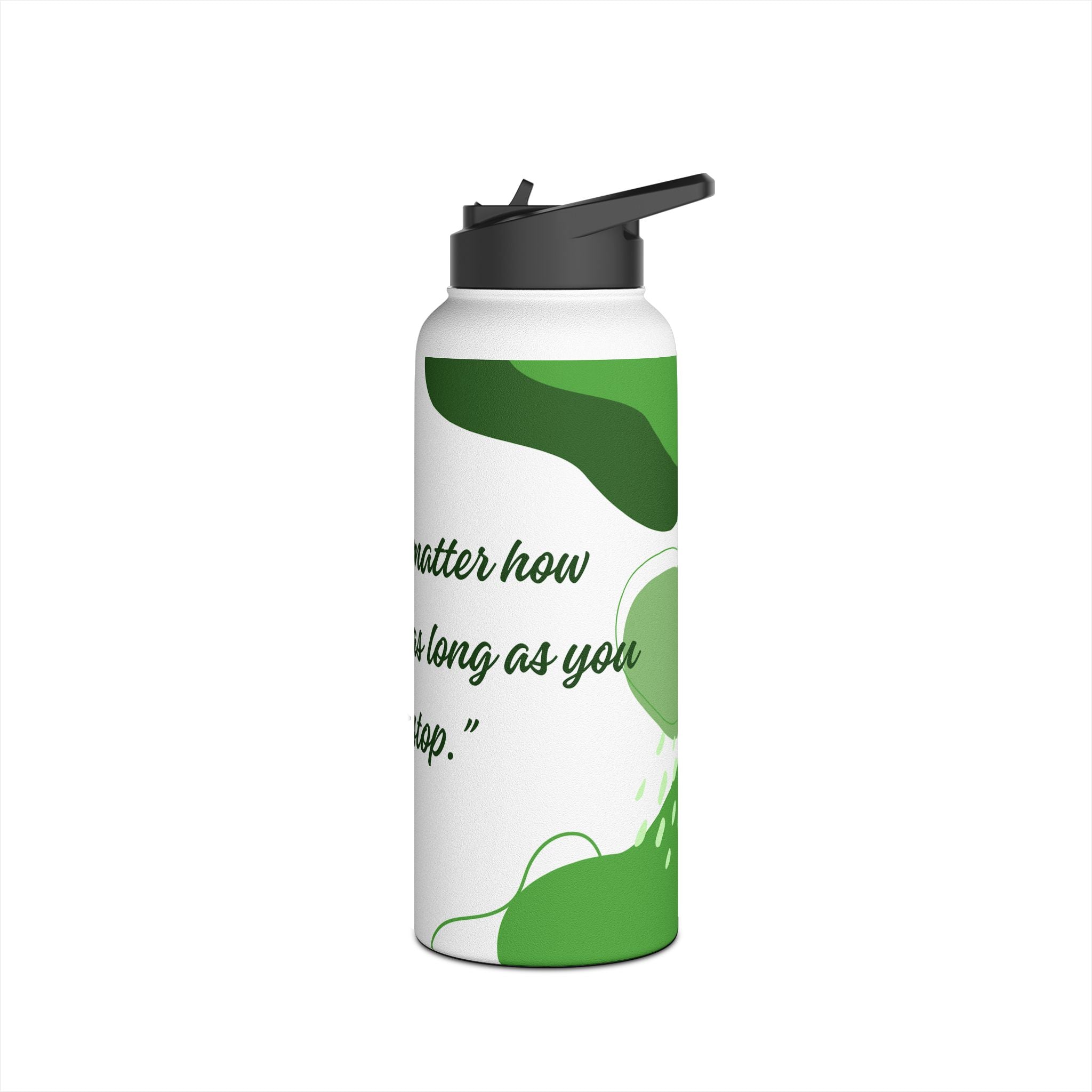 Abstract Green Motivational Stainless Steel Water Bottle, Standard Lid