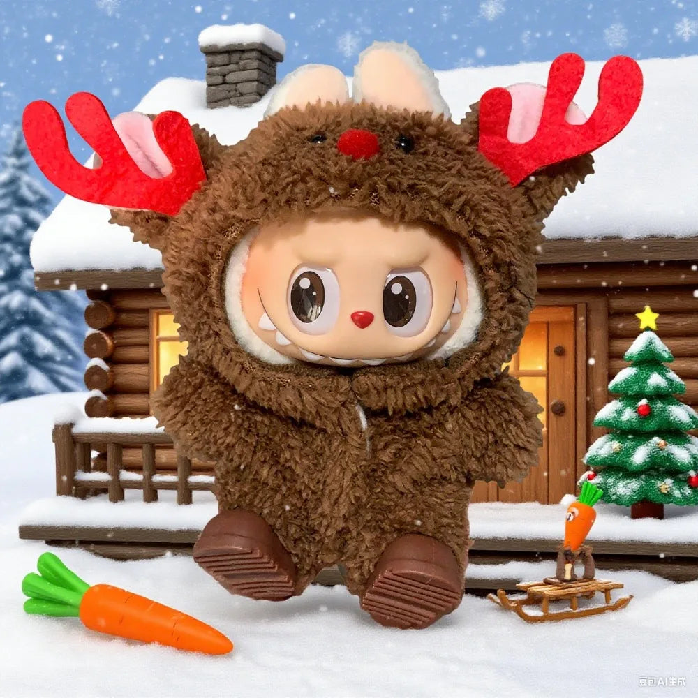 17cm Labubu I II Idol Dolls Clothes Bell Shawl Outfit Christmas Cape Snowman Deer Korea Kpop Exo Clothing Plush Doll'S Clothes