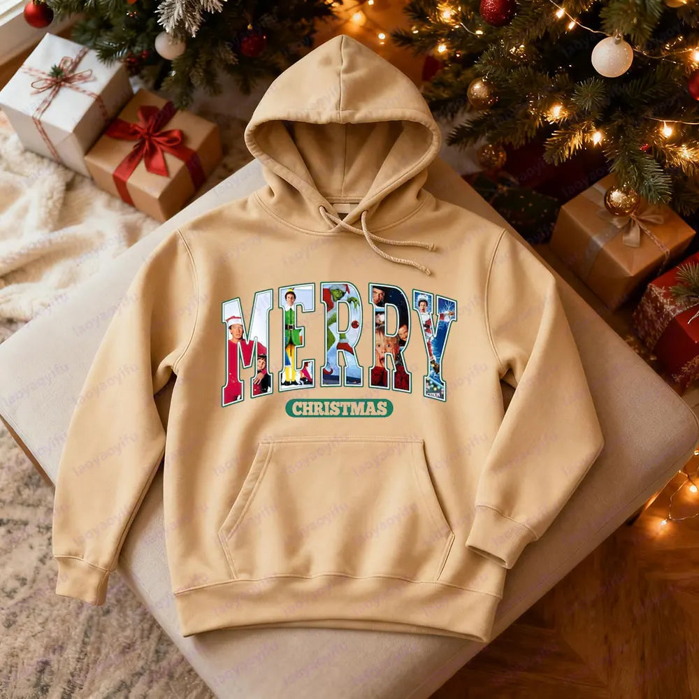 Vintage 90s Christmas Classic Movie Series Sweatshirt Retro Xmas Festival Costumes Family Matching Hoodies Men Women Casual Tops