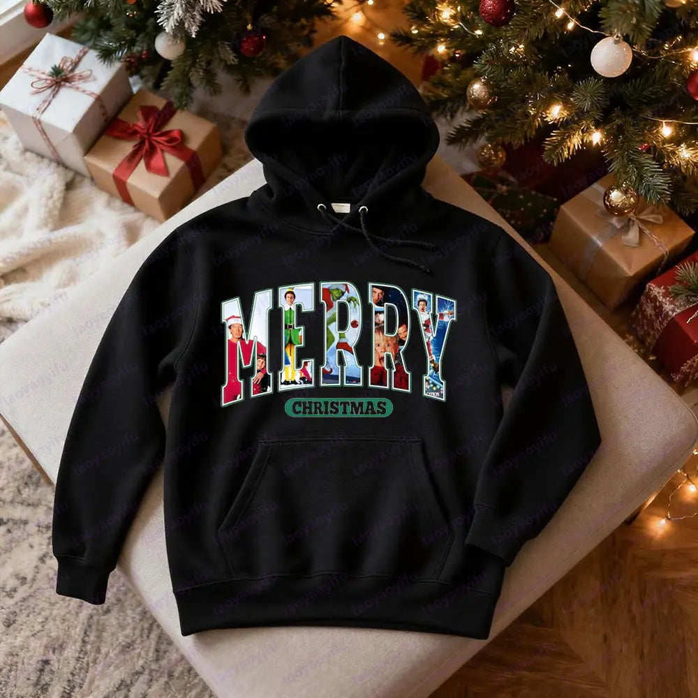 Vintage 90s Christmas Classic Movie Series Sweatshirt Retro Xmas Festival Costumes Family Matching Hoodies Men Women Casual Tops