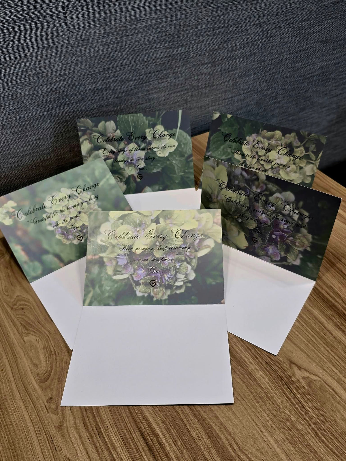 Hydrangea Greeting Cards Set of 5, Botanical Photography Note Cards, Floral Encouragement Blank Cards Pack, Inspirational Quote Cards with Envelopes