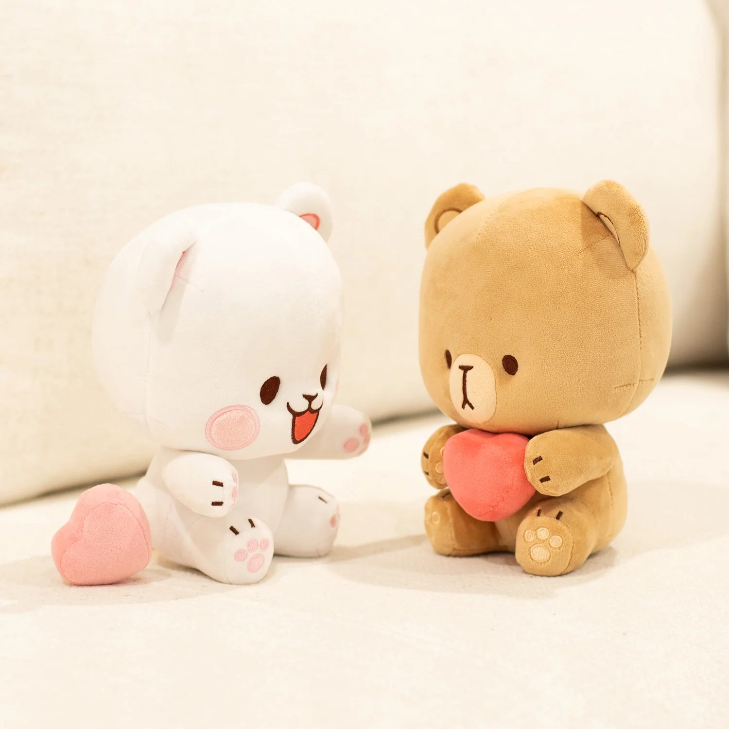 Adorable Milk Bear Heart Plush | Official Milk and Mocha Bear Couple Stuffed Animal (8-Inch) | The Perfect Romantic Gift