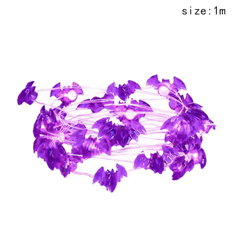 Purple LED string lights on a white background with size label '1m'.