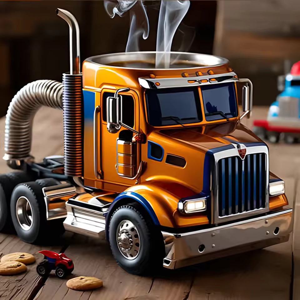 Stainless Steel Semi-Trailer Truck Coffee Mug (250ML) – Handcrafted, Durable Home & Kitchen Ornament