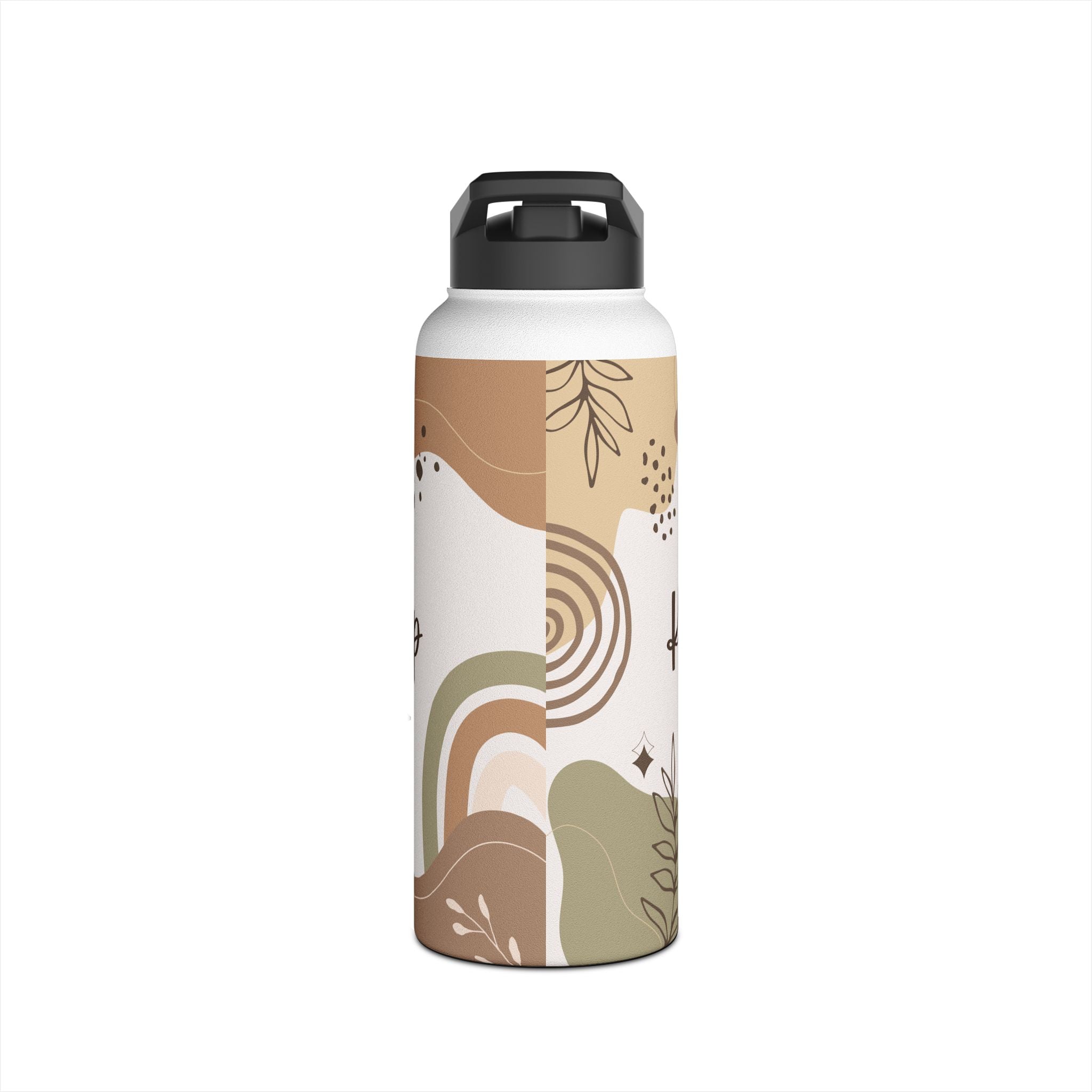 Abstract Brown Motivational Stainless Steel Water Bottle, Standard Lid