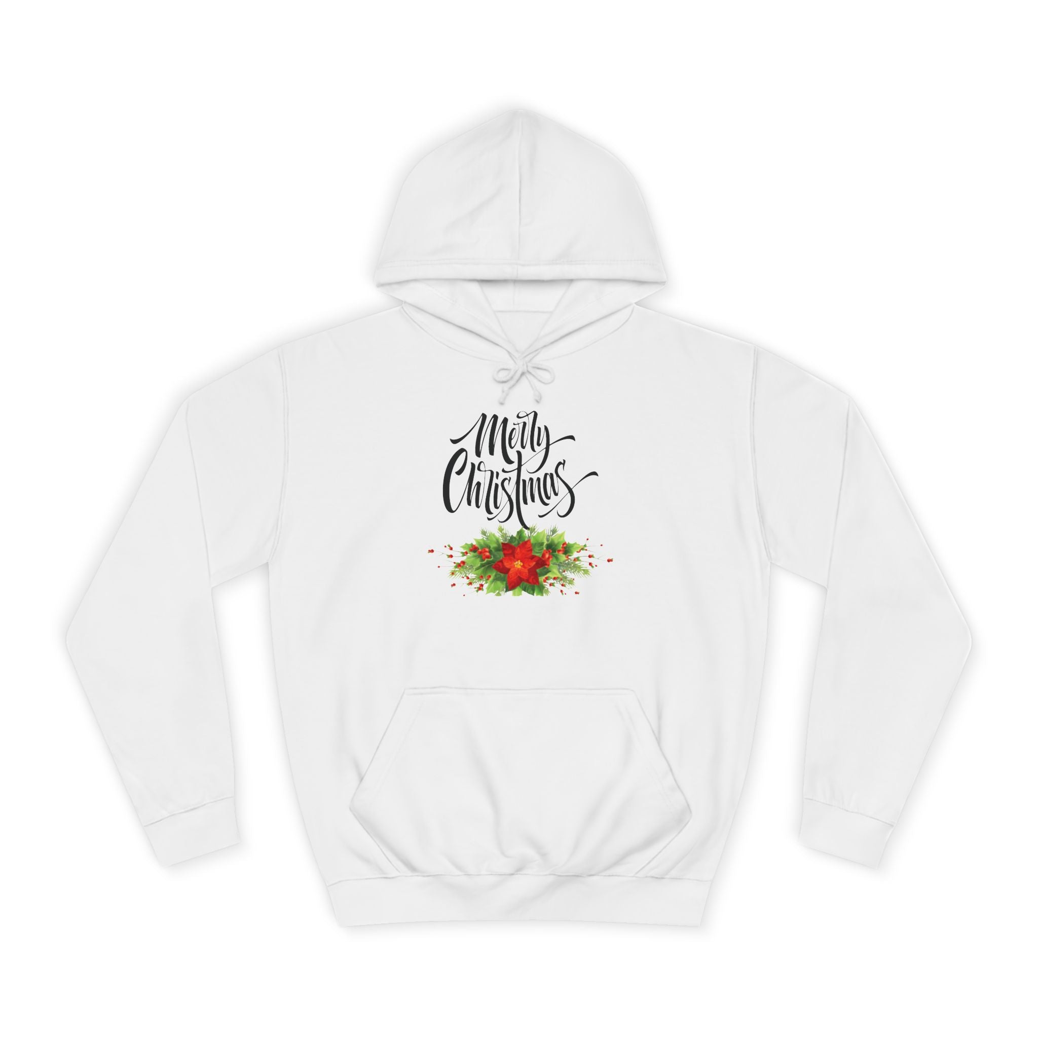 Christmas Poinsettia Hoodie – "Merry Christmas" Holiday Pullover