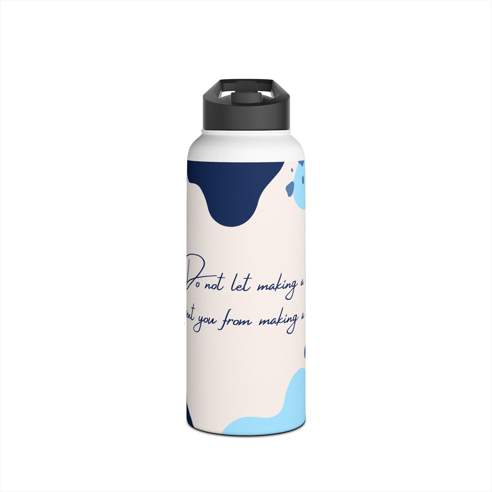 Abstract Blue Motivational Stainless Steel Water Bottle, Standard Lid