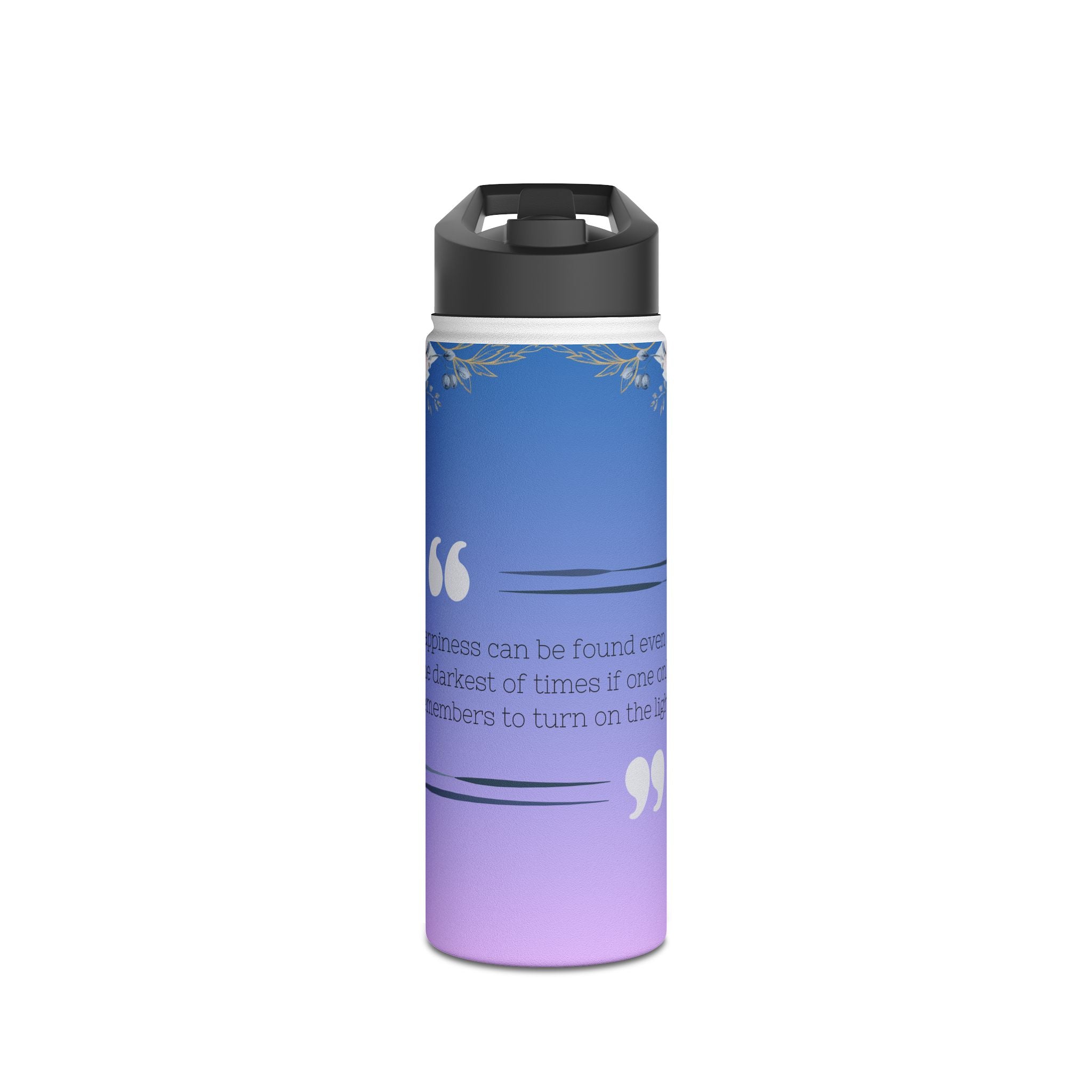 Blue Gradient Floral Water Bottle