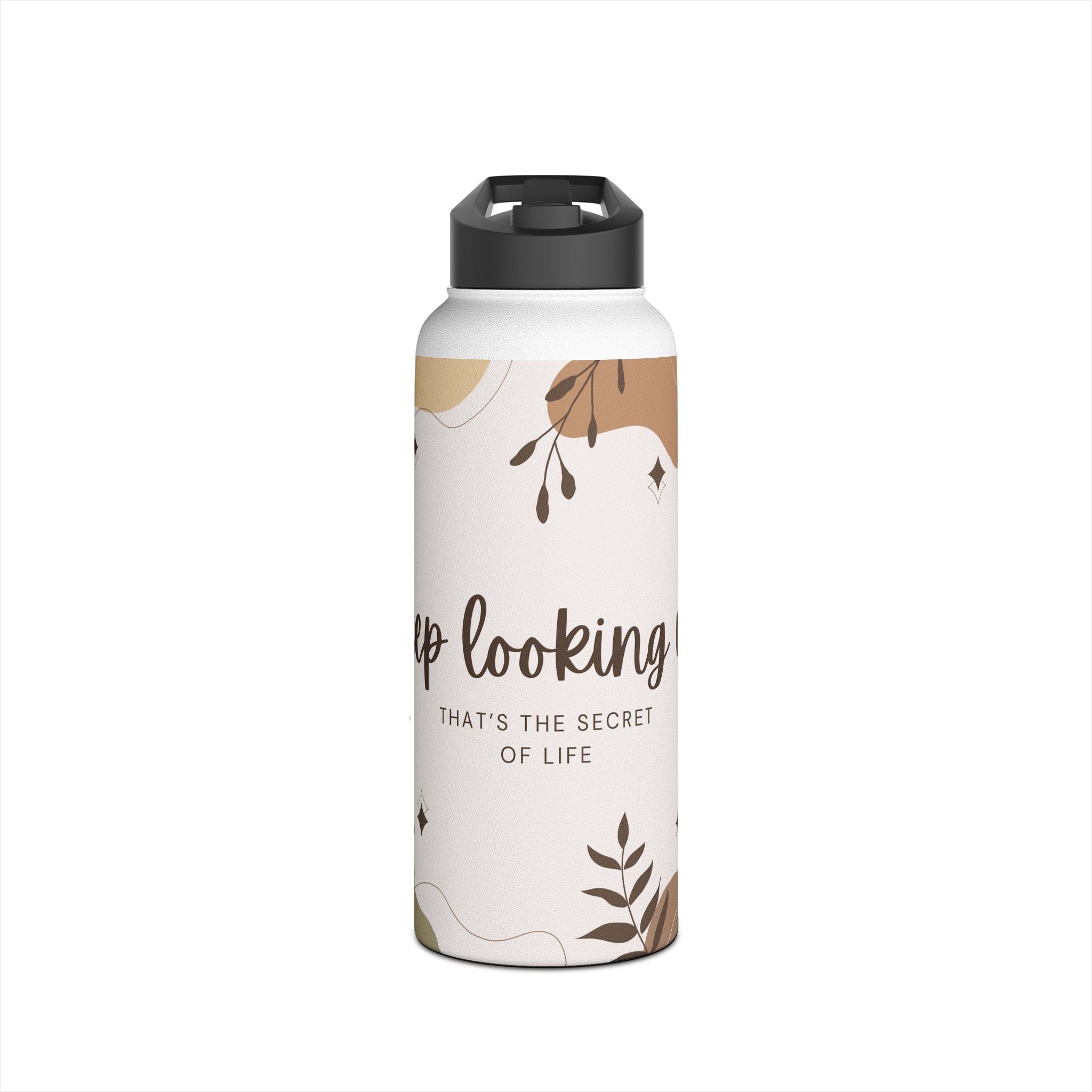 Abstract Brown Motivational Stainless Steel Water Bottle, Standard Lid