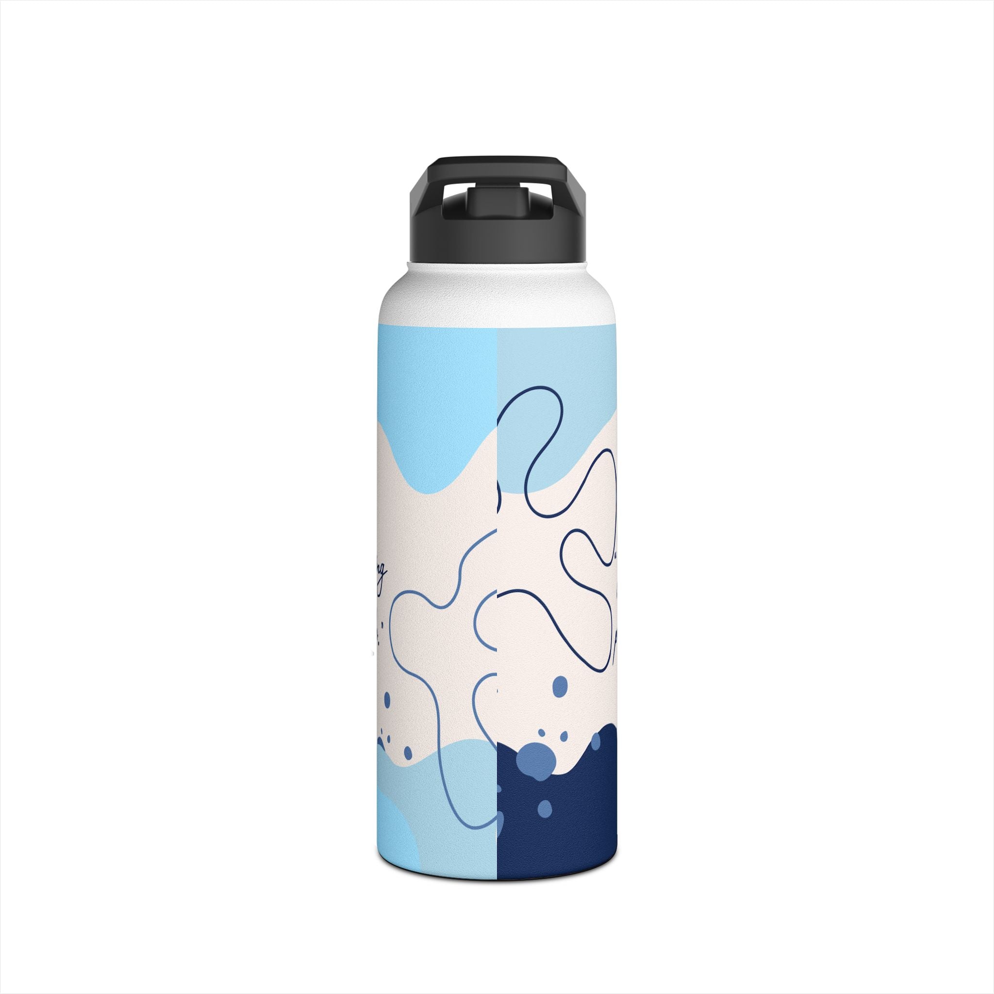 Abstract Blue Motivational Stainless Steel Water Bottle, Standard Lid