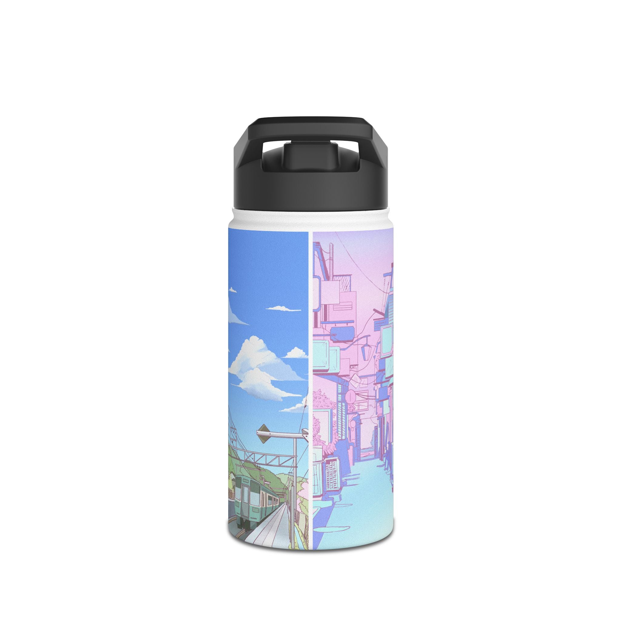Peaceful Illustrative Anime Stainless Steel Water Bottle, Standard Lid