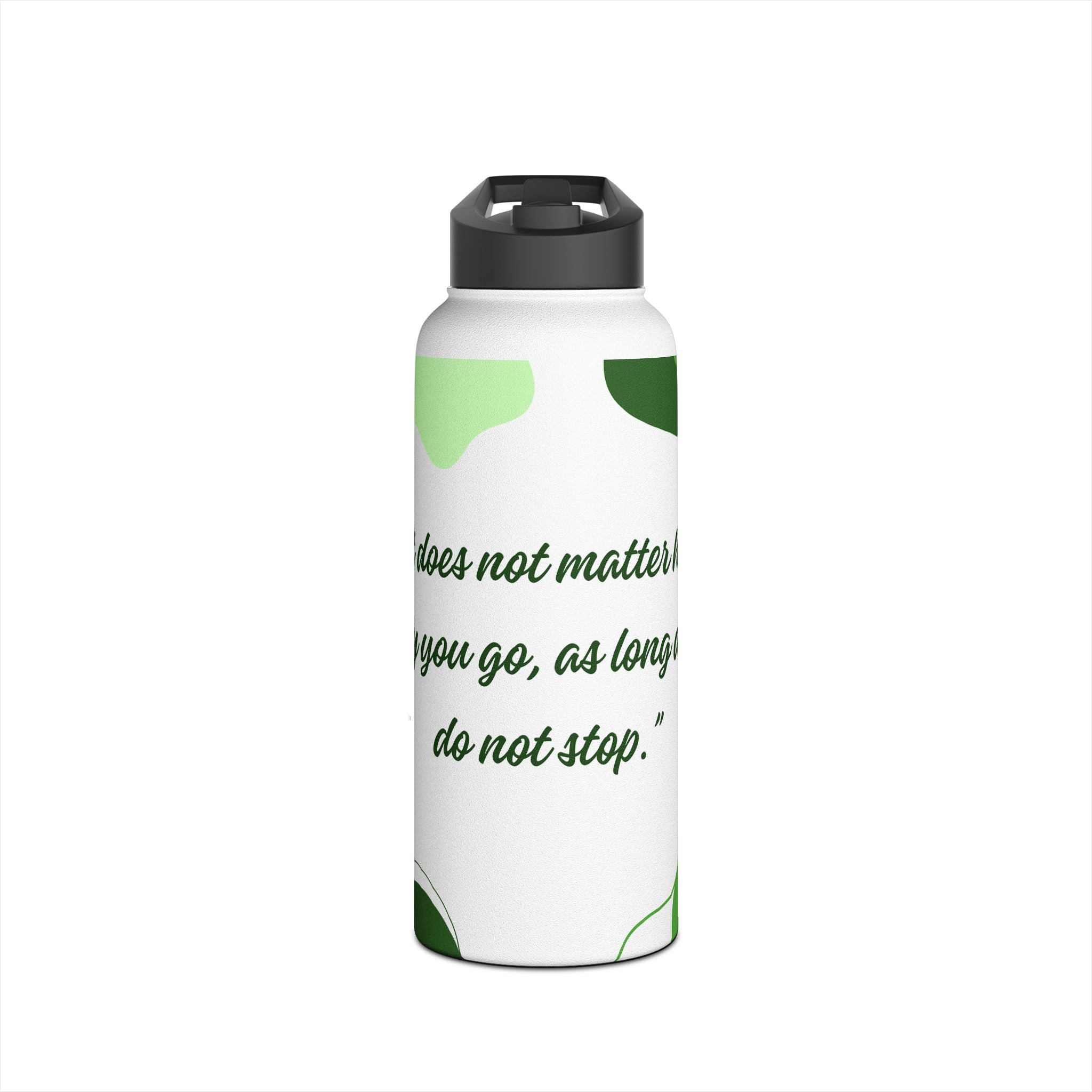 Abstract Green Motivational Stainless Steel Water Bottle, Standard Lid