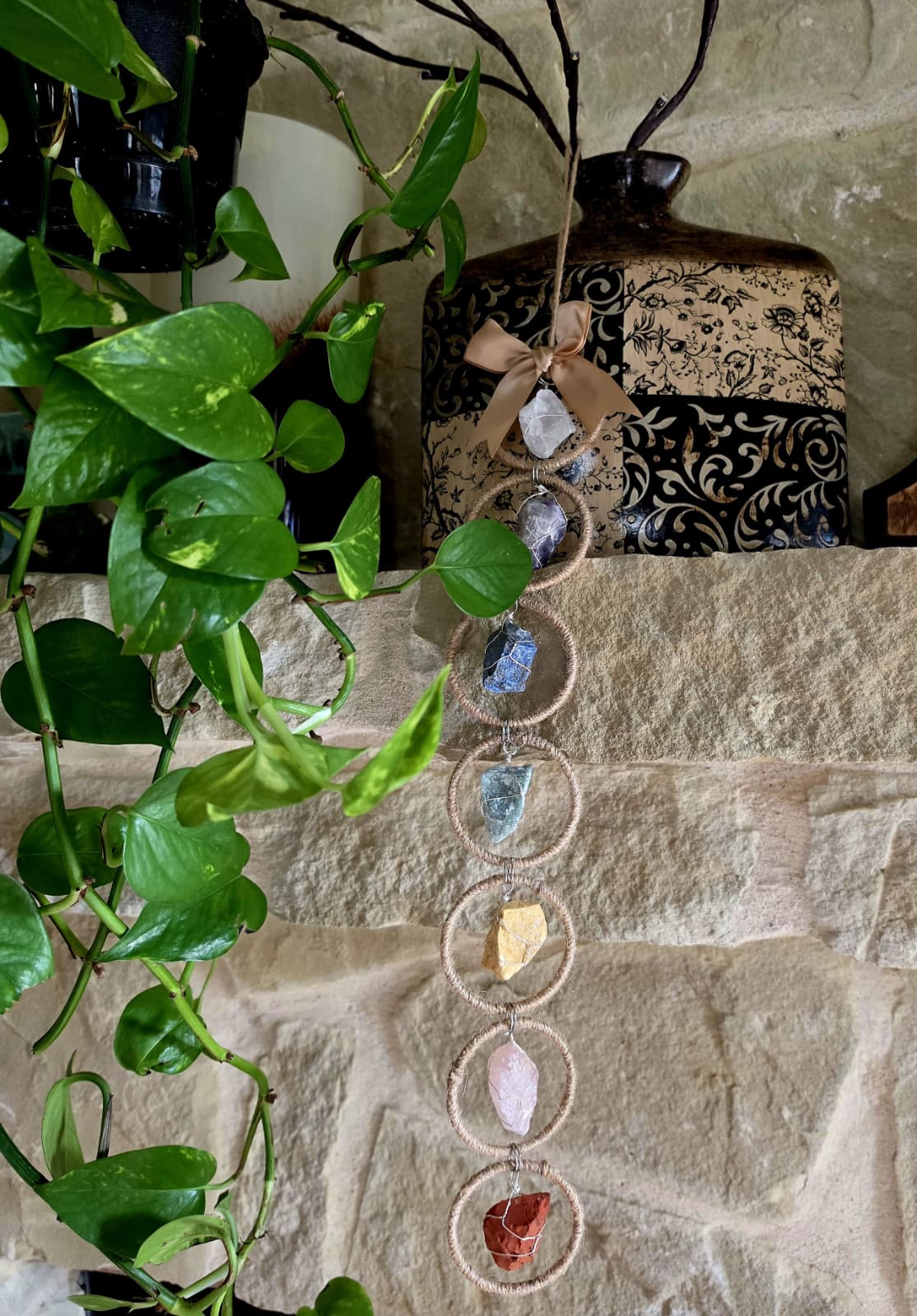 Artisan 7-Stone Suncatcher & Daily Reflection Gift Set - Handmade Home Decor