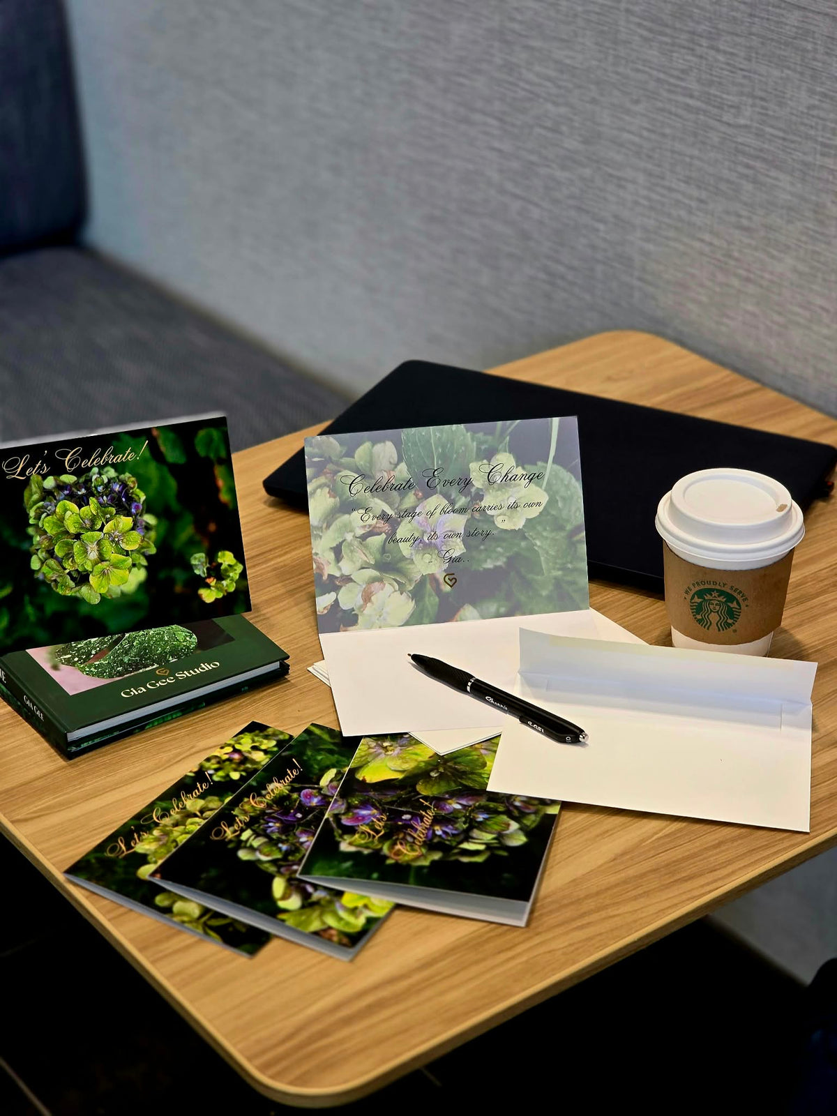 Hydrangea Greeting Cards Set of 5, Botanical Photography Note Cards, Floral Encouragement Blank Cards Pack, Inspirational Quote Cards with Envelopes