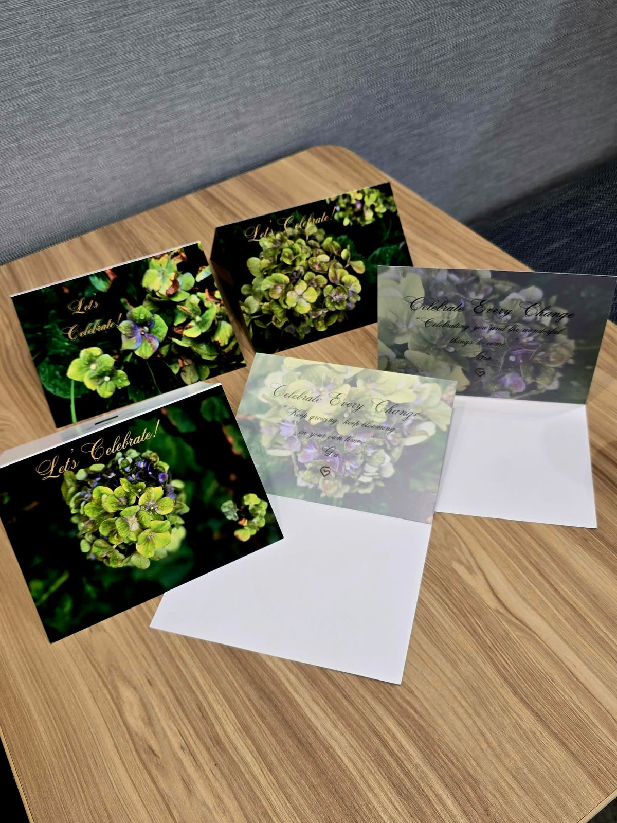 Hydrangea Greeting Cards Set of 5, Botanical Photography Note Cards, Floral Encouragement Blank Cards Pack, Inspirational Quote Cards with Envelopes