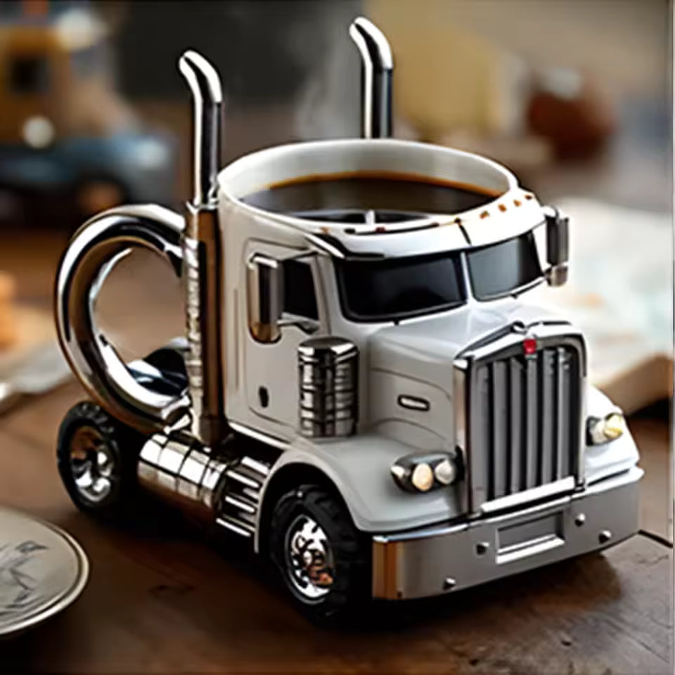 Stainless Steel Semi-Trailer Truck Coffee Mug (250ML) – Handcrafted, Durable Home & Kitchen Ornament