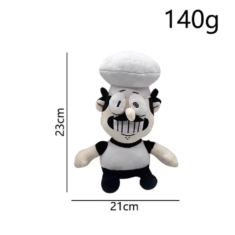 Plush toy with measurements and weight on a white background