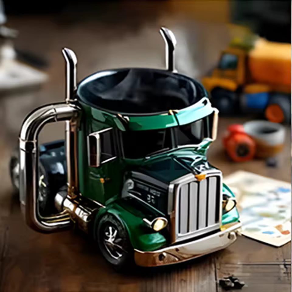 Stainless Steel Semi-Trailer Truck Coffee Mug (250ML) – Handcrafted, Durable Home & Kitchen Ornament
