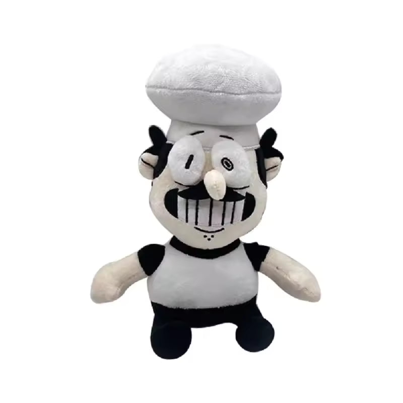 Plush toy with a character design on a white background