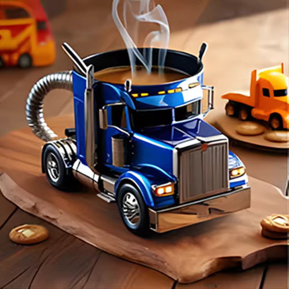 Stainless Steel Semi-Trailer Truck Coffee Mug (250ML) – Handcrafted, Durable Home & Kitchen Ornament
