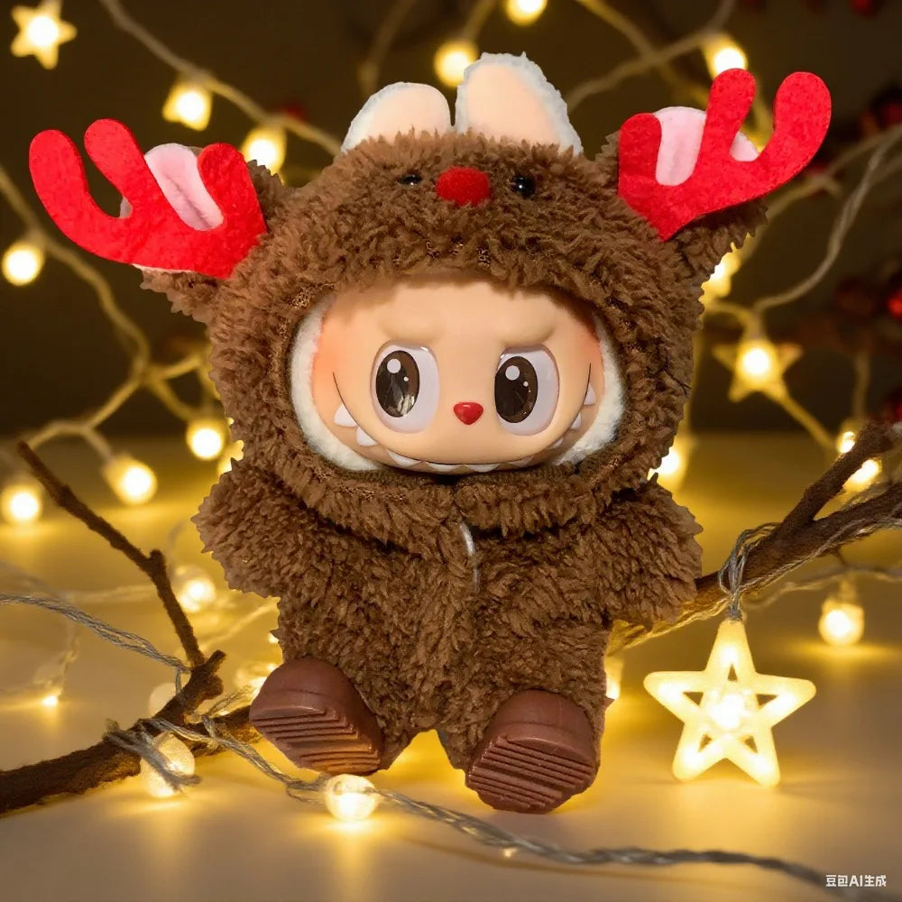 17cm Labubu I II Idol Dolls Clothes Bell Shawl Outfit Christmas Cape Snowman Deer Korea Kpop Exo Clothing Plush Doll'S Clothes