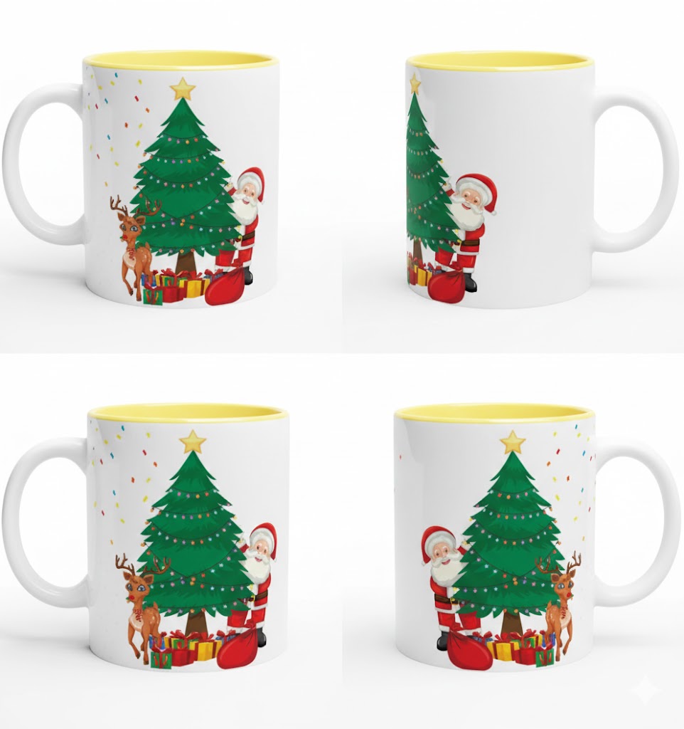 White 11oz Ceramic Mug with Color Inside Ceramic Yellow